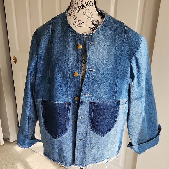 B SIDES Jackets & Blazers - B Sides Reworked Lou Patchwork Denim Jacket SZ M/L Handmade